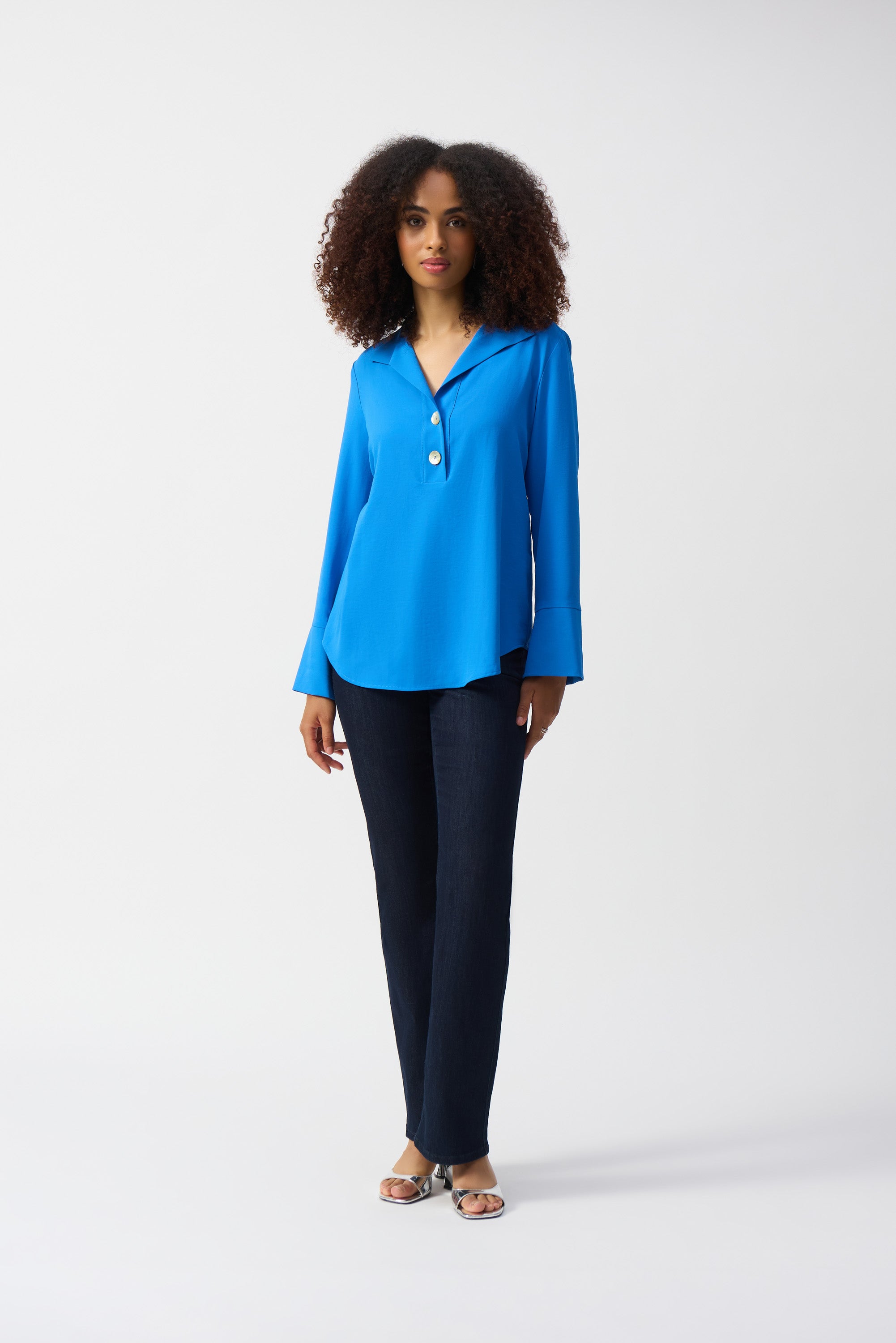 Eggshell Straight Top With Button Detail