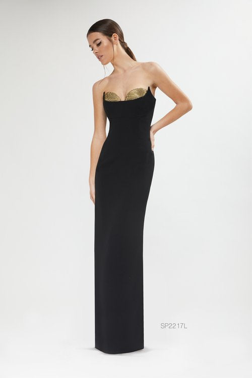 Beaded Bust Long Dress