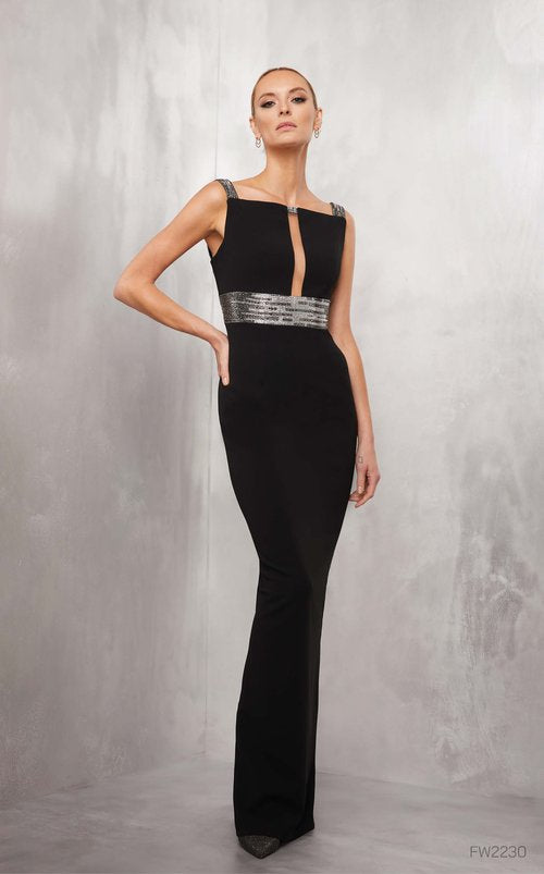 Beaded Waist & Shoulder Straps Gown