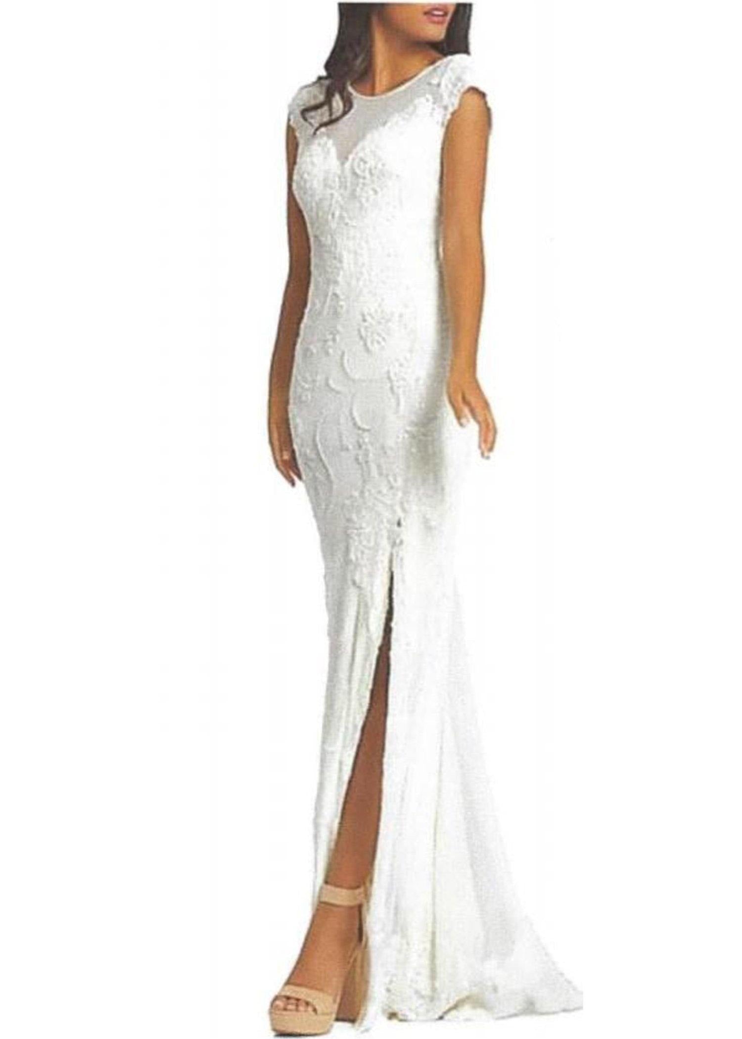 Cap Sleeve Beaded, Lace & Net Gown