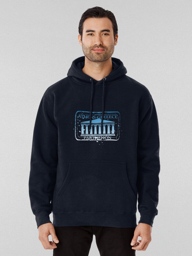 Athens Greece Ancient History Acropolis Graphic Hoodie Dark Blue