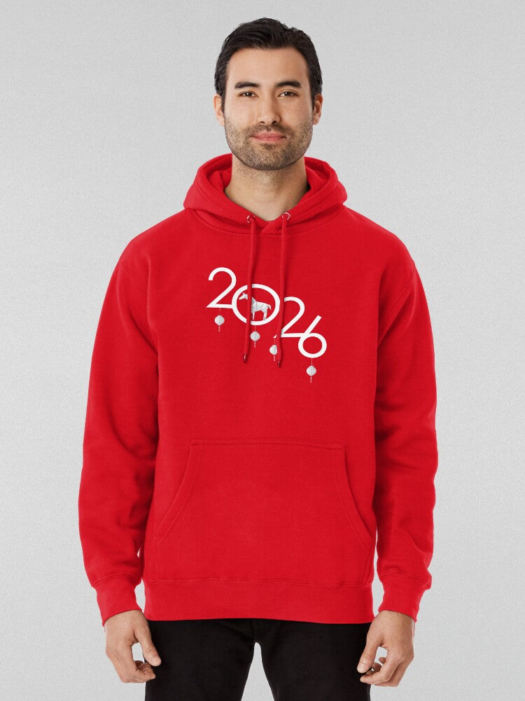 2026 Chinese New Year Origami Horse Hoodie Red