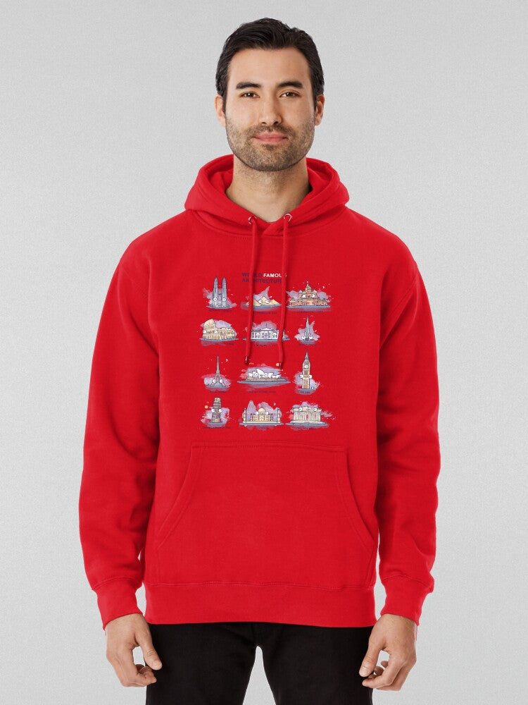 Ancient Architecture History Lover Graphic Pullover Hoodie Red