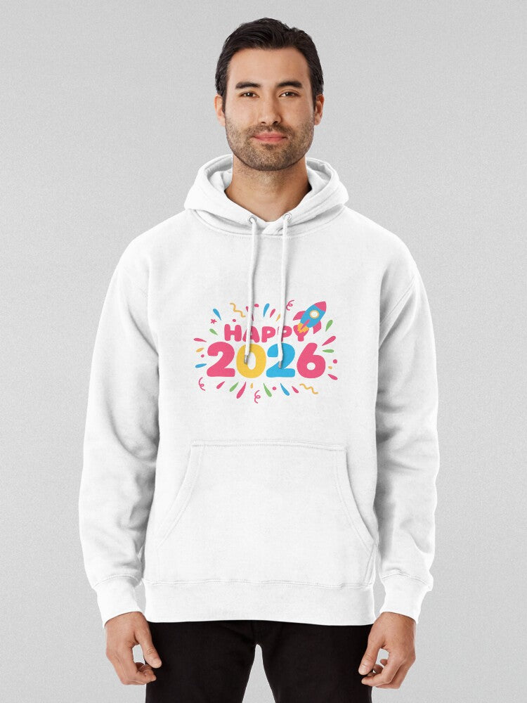 2026 Happy New Year Festive Holiday Hoodie White
