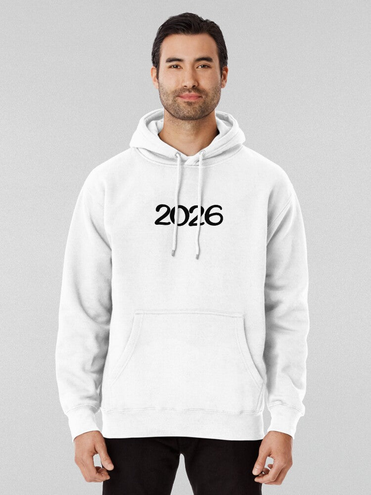 2026 New Year Celebration Minimalist Hoodie White
