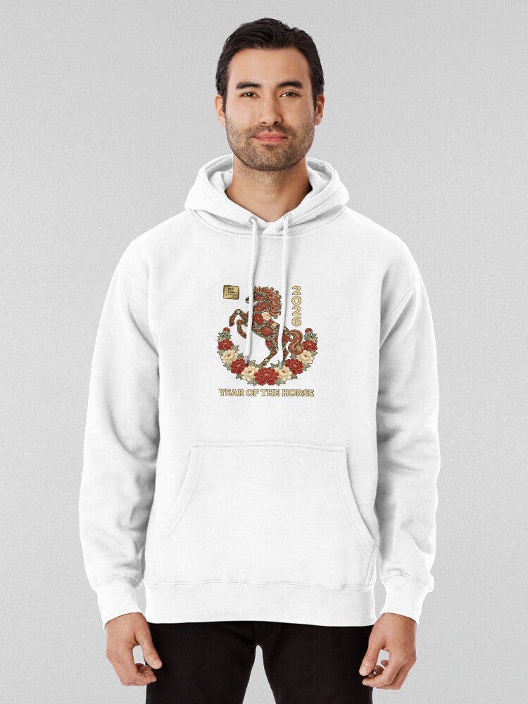2026 Year of the Horse Chinese Zodiac Hoodie White
