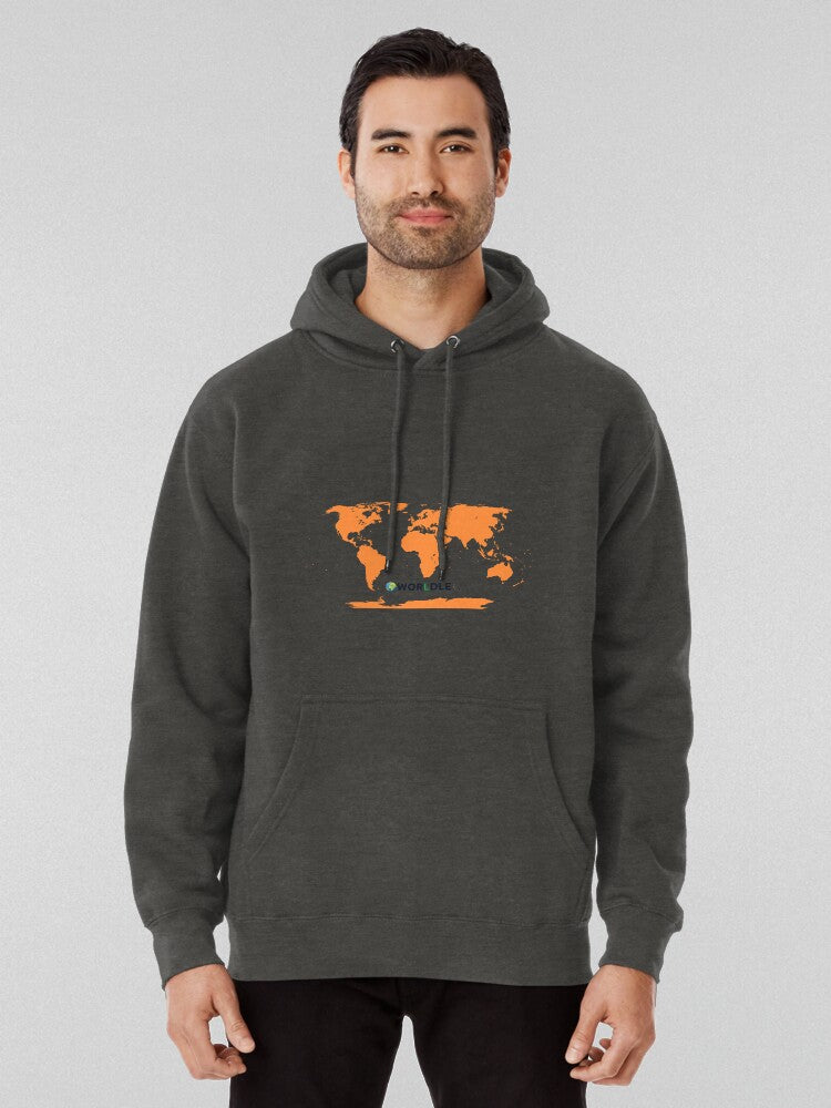 Clay Texture World Map Earthy Tone Graphic Hoodie Charcoal Heather