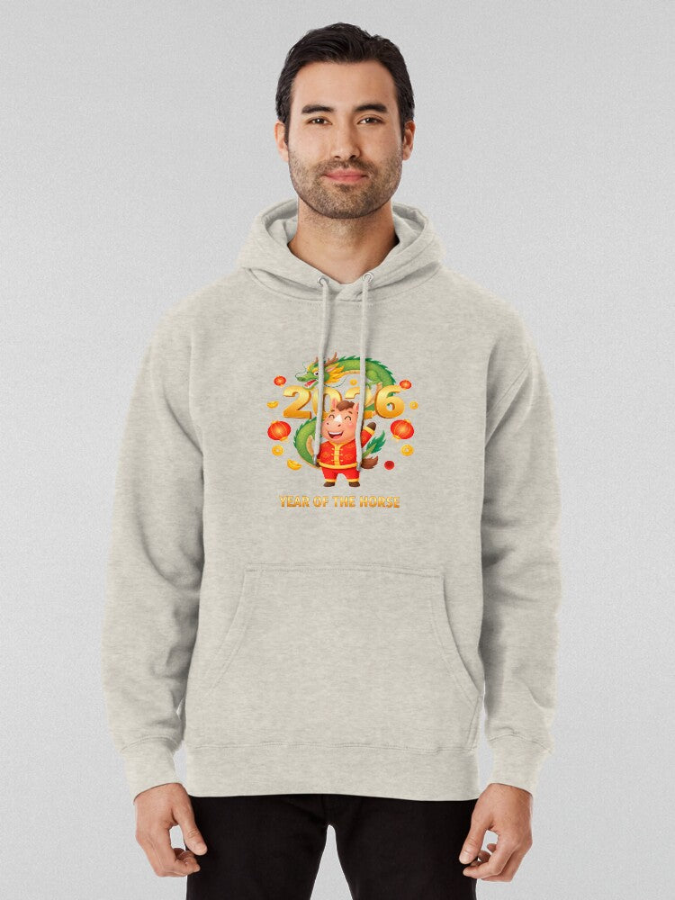 2026 Year of the Horse Fortune and Wealth Hoodie Oatmeal Heather