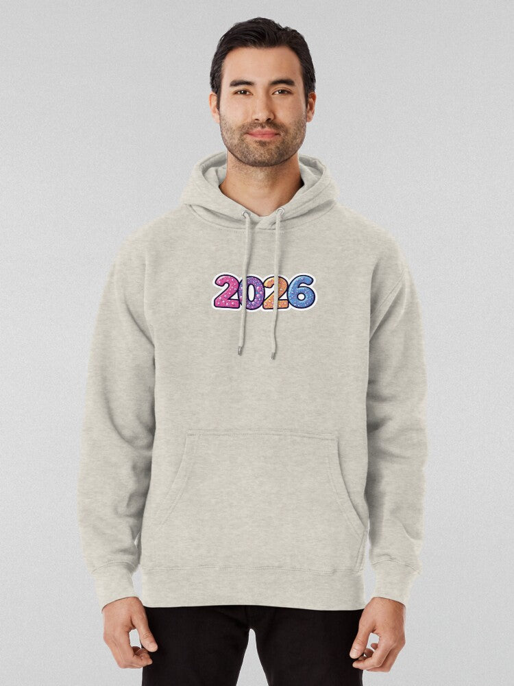 2026 Bubbles Festive New Year Graphic Hoodie Oatmeal Heather