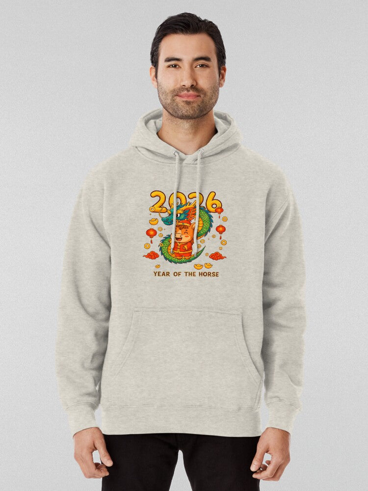2026 Year of the Horse Luck and Prosperity Hoodie Oatmeal Heather