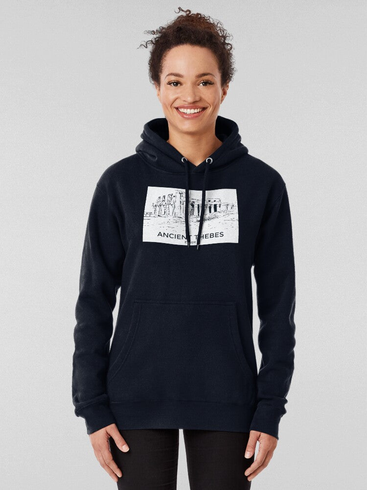 Ancient Thebes Egypt Pharaoh Historic Landmark Hoodie Dark Blue