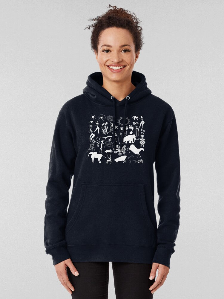 Aboriginal Art Cave Paintings Indigenous Culture Hoodie Blue