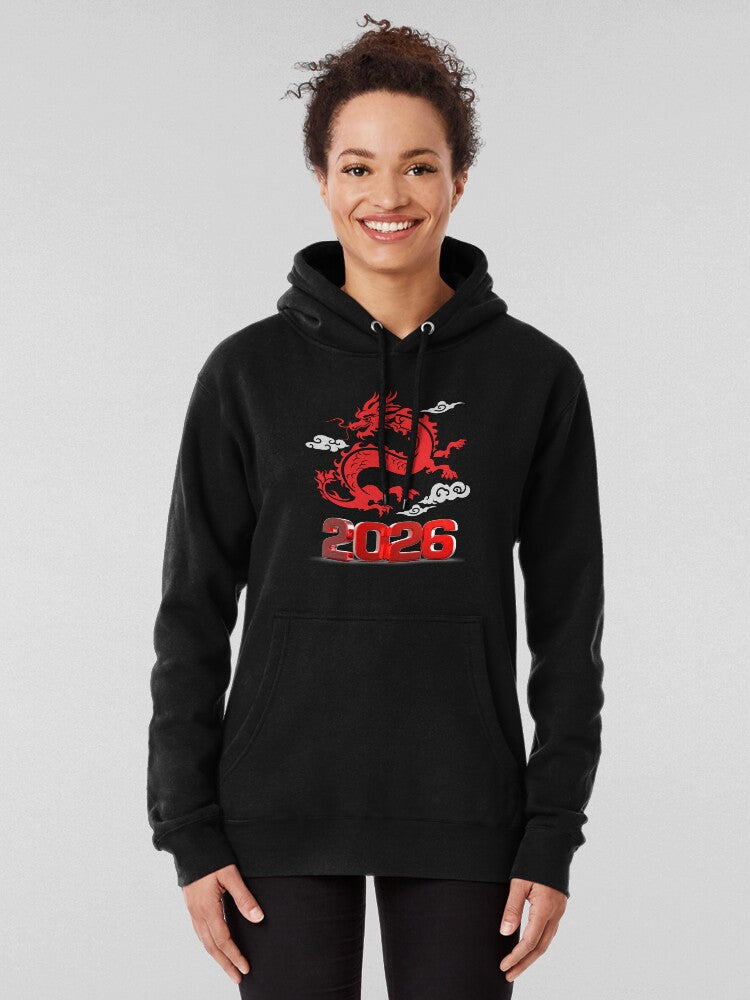 Chinese Dragon 2026 Lunar New Year Power Hoodie Black