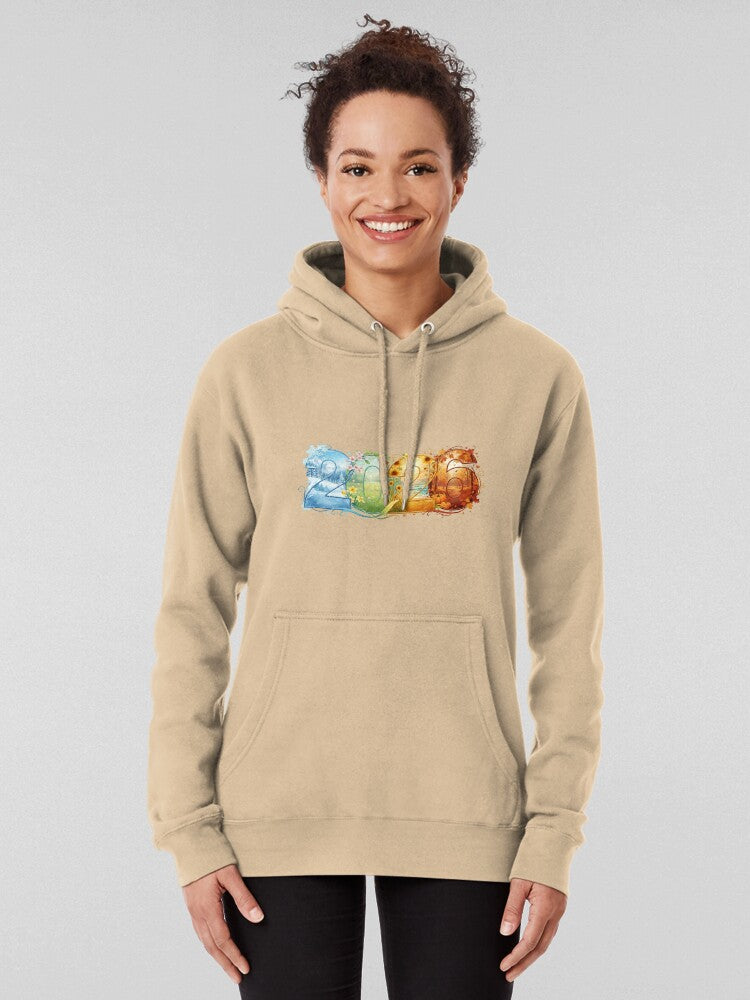 2026 Four Seasons Illustration Seasonal Hoodie Sand