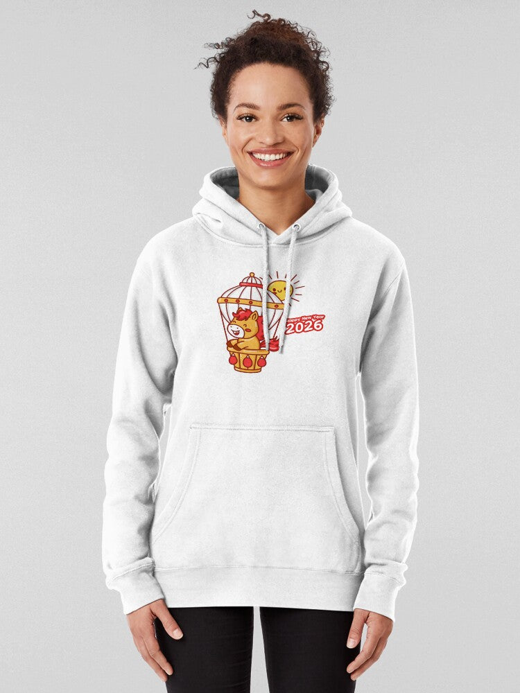 2026 Happy New Year Year of the Horse Hoodie White