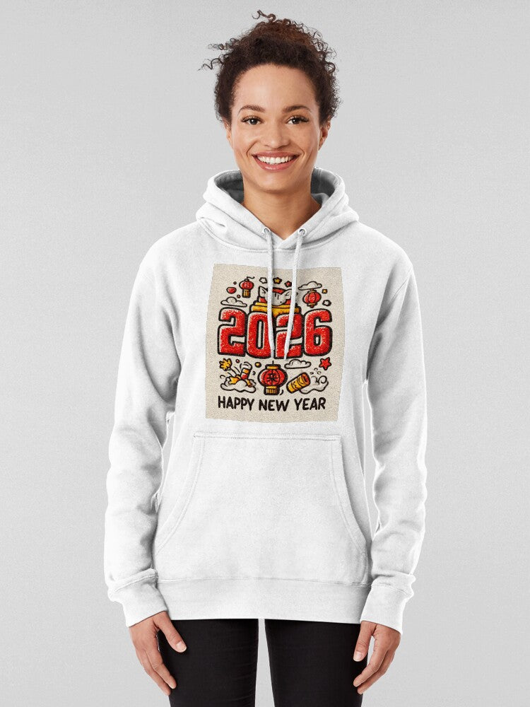 Chinese New Year 2026 Traditional Festival Hoodie White