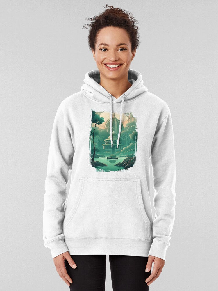 Beauty of India Cultural Landmark Graphic Hoodie White