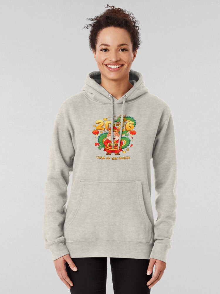 2026 Year of the Horse Wealth and Fortune Hoodie Oatmeal Heather