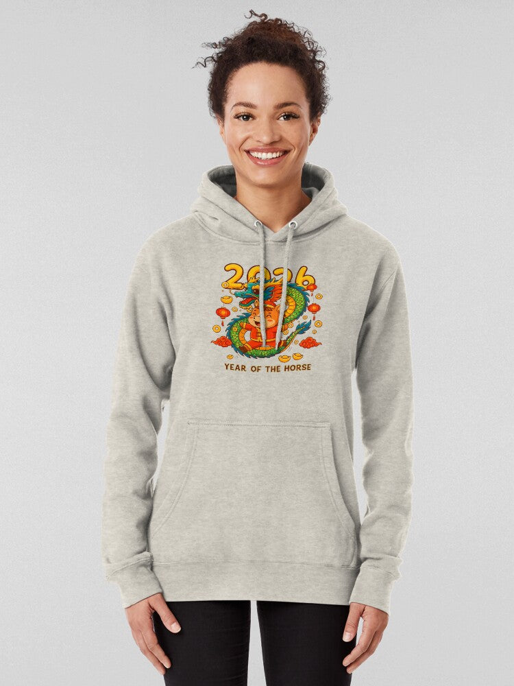 2026 Year of the Horse Lucky Prosperity Hoodie Oatmeal Heather